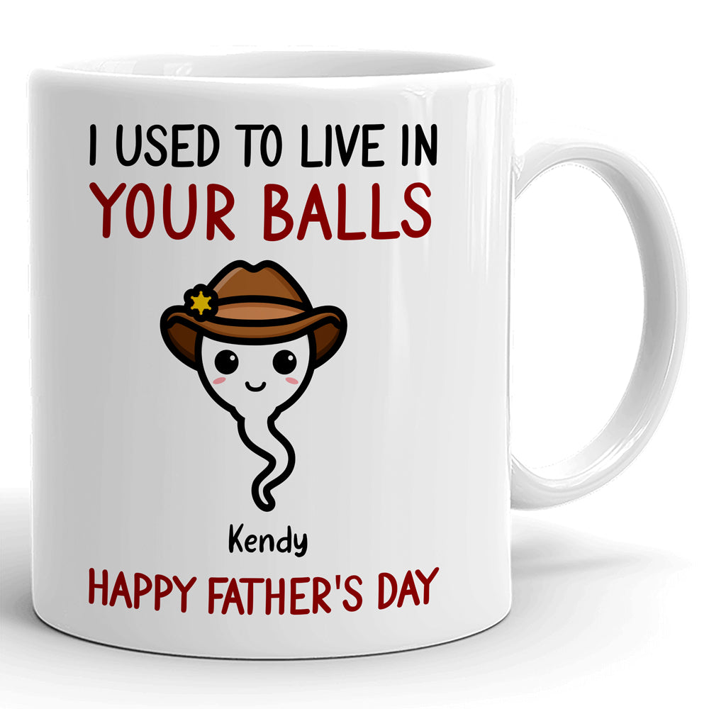 73510-Dad Father's Day Cute Sperm We Used To Live Personalized Funny Mug H1