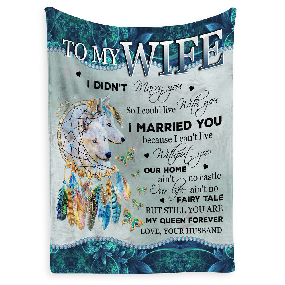 77393-Wolf Blanket From Husband For Wife I Married You Couple Of Wolves H3