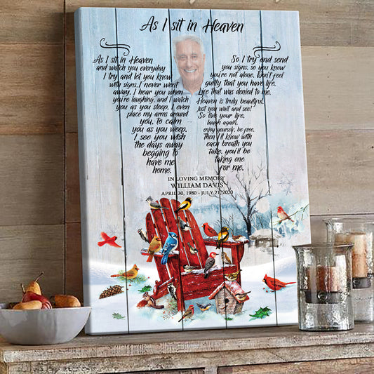 50277-Personalized Memorial Sympathy Gift For Lost Of Mom Dad As I Sit In Heaven Christmas Canvas H0