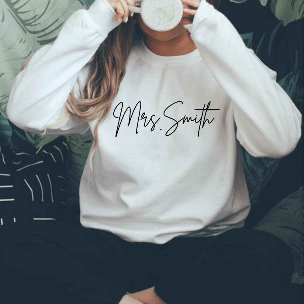 Personalized Gift For Bride For Wife Mrs Name Sweatshirt For Her
