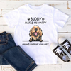 Personalized Gift For Dog Lover My Dog Makes Me Happy Golden Retriever Tshirt