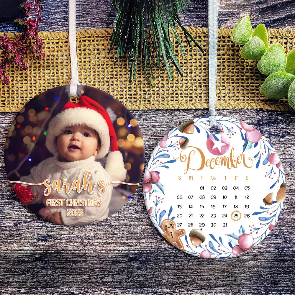 Personalized Baby's First Christmas Ornament, New Baby Gift, Photo Christmas Ornament