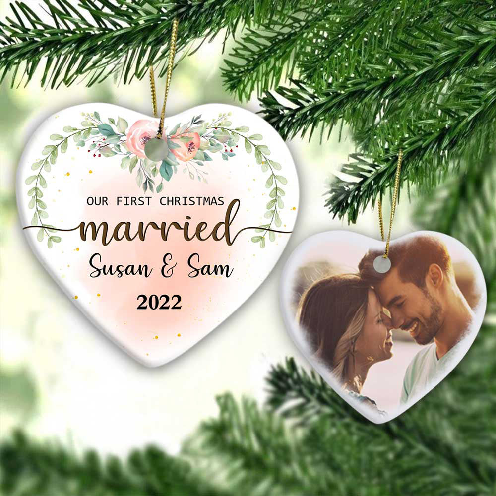 Personalized Our First Christmas Married Ornament, Custom First Christmas Married Ornament Gift, Wedding Couple Gift