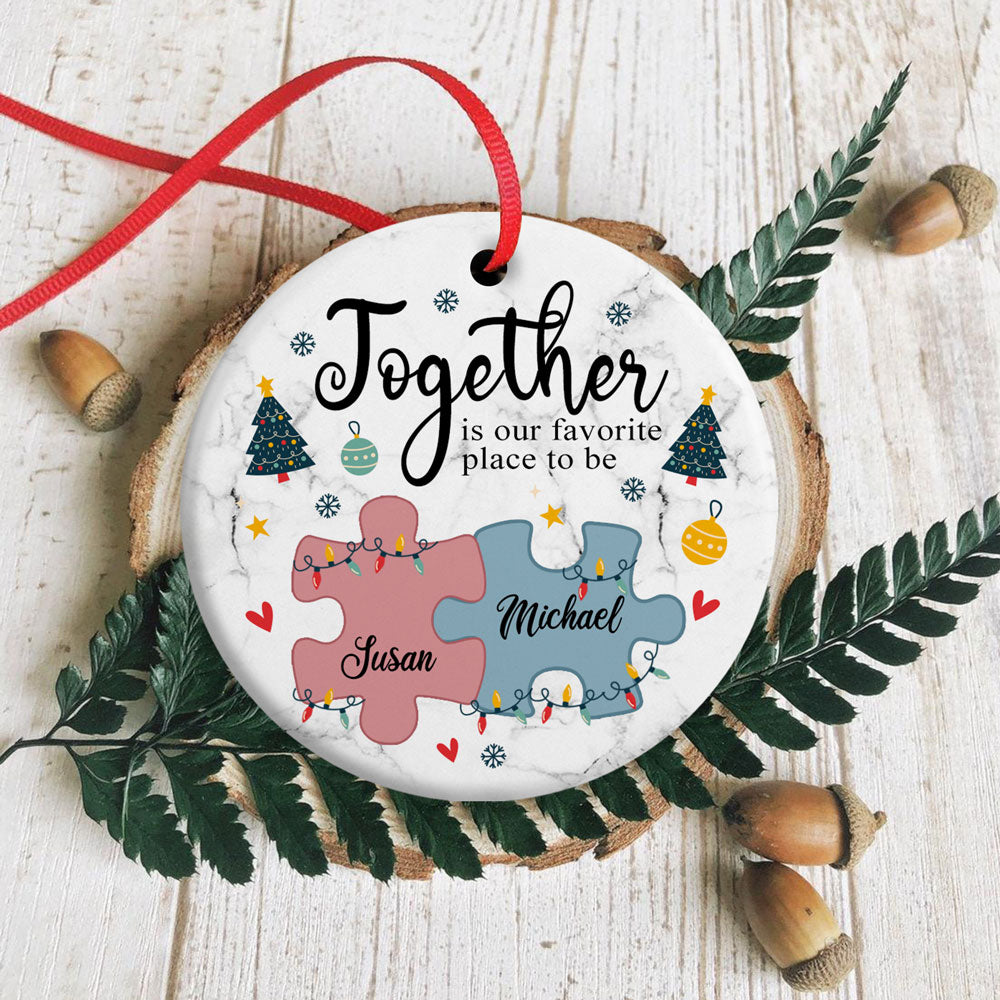 58246-Personalized Couple Christmas Gift, Couple Christmas Ornament, 2021 Christmas Ornament, Together Is Our Favorite Place To Be H0