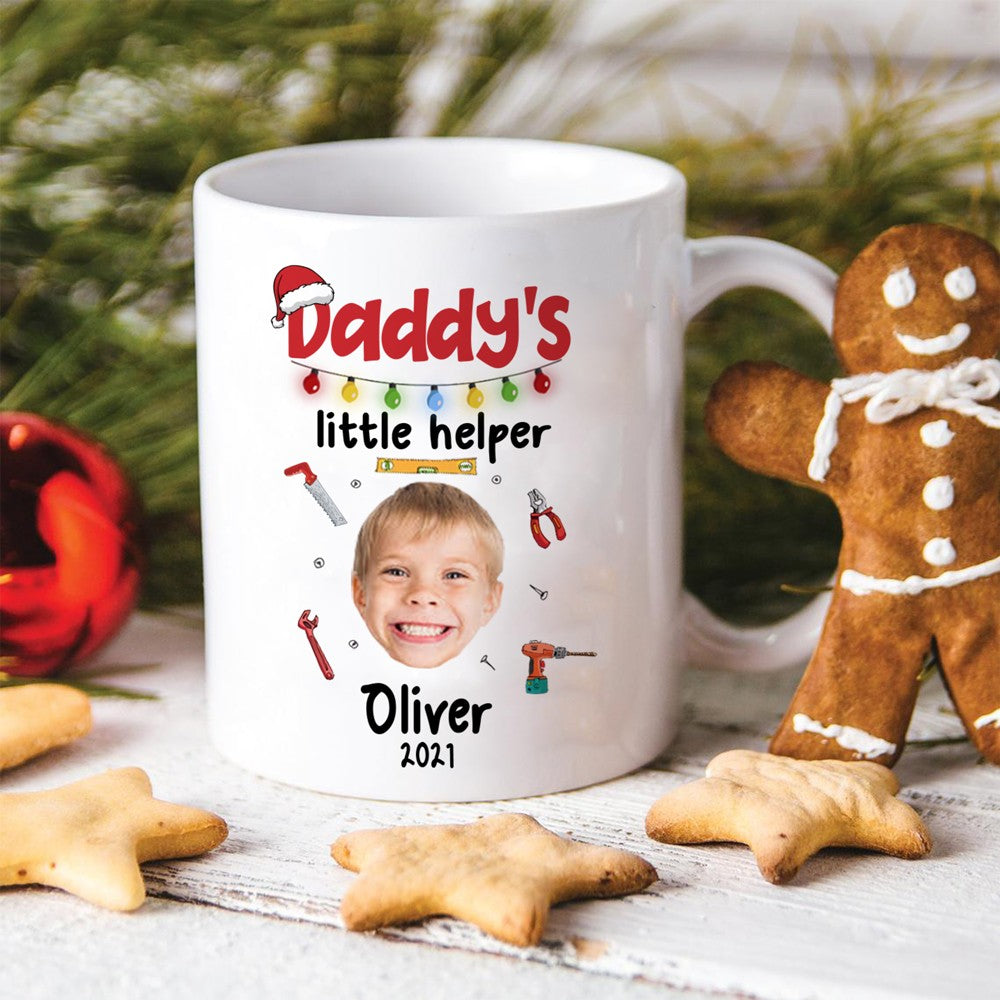60783-Personalized Christmas Gift For Dad Mug, Photo Gift For Dad, Daddy's Little Helper, Gift Ideas For Dad H0