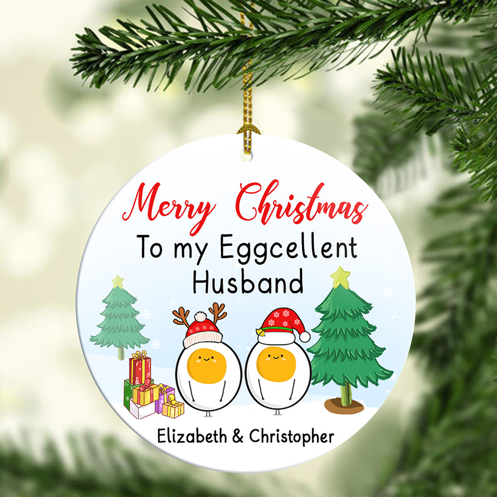 57530-Personalized Gifts for Husband, Christmas Gifts for Wife, Husband Christmas Gift, To My Eggcellent Husband H0