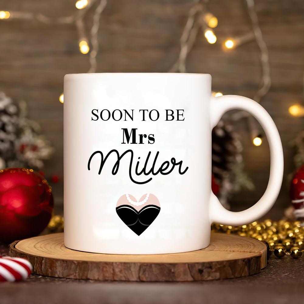 59824-Personalized Engagement Gift, Engagement Mug, One Lucky Mr, Soon To Be Mrs Engagement Gifts for Couples Newly Engaged Unique Mug H0