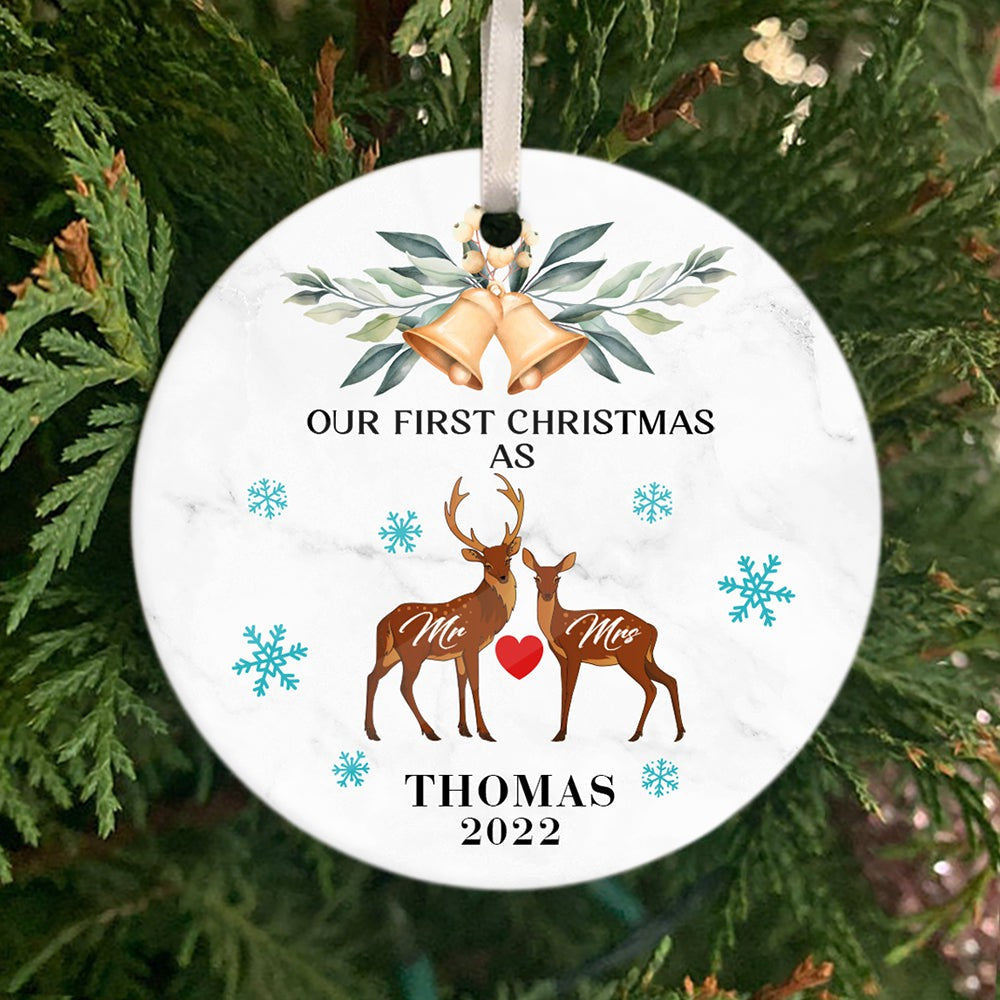 Personalized Anniversary First Christmas As Mr And Mrs Our First Christmas Married Ornament