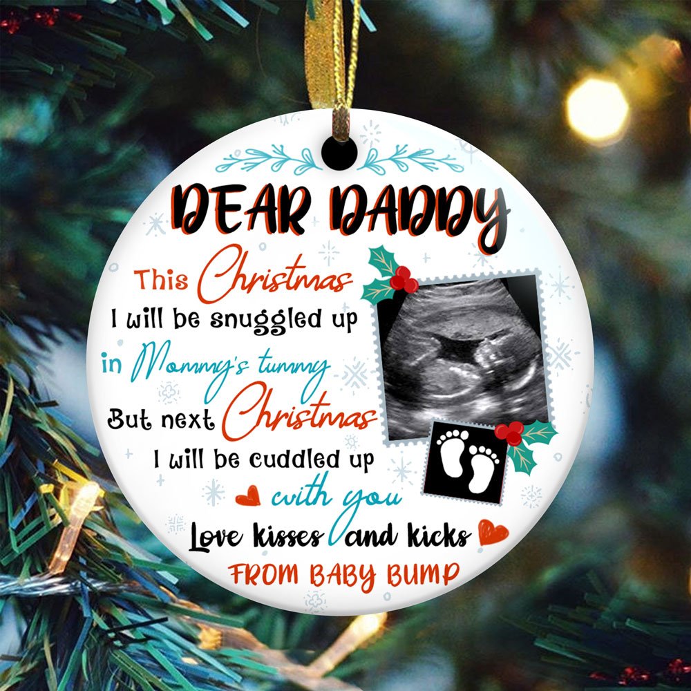 Personalized Gift For Expecting Dad Ornament, Gift From Bump, Dad To Be Christmas Ornament
