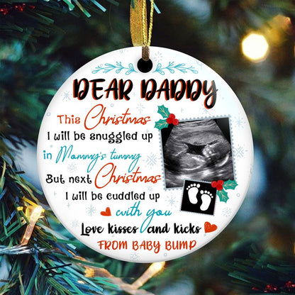 Personalized Gift For Expecting Dad Ornament, Gift From Bump, Dad To Be Christmas Ornament