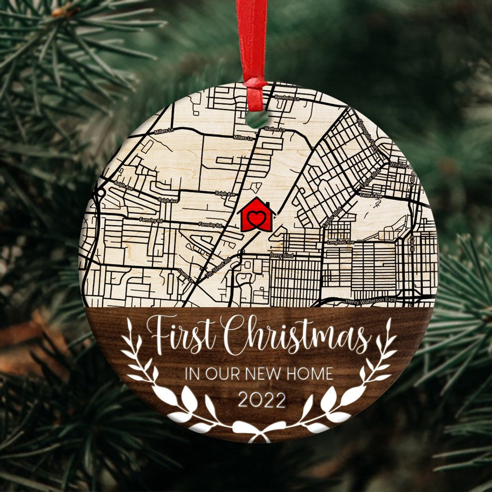 Personalized First Christmas In New Home Ornament, New Home Christmas Ornament, Our First Home Ornament, Map Ornament