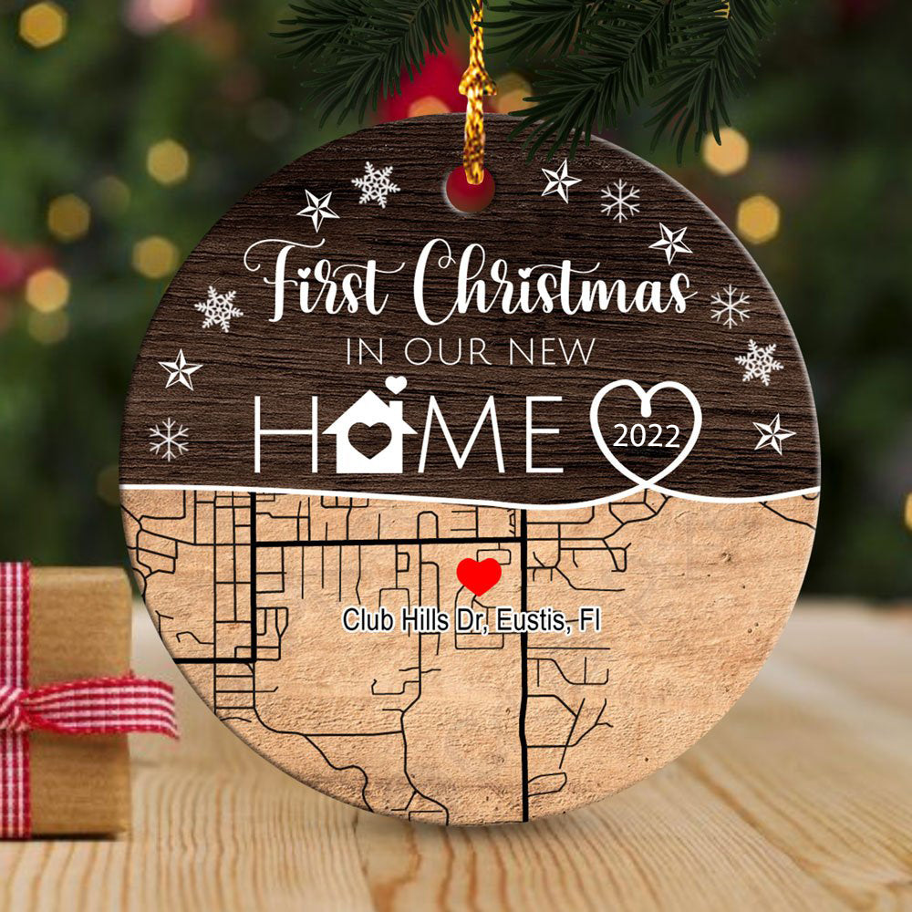 Personalized First Christmas In New Home Ornament, New Home Christmas Ornament, Our First Home Ornament, Custom Map Ornament