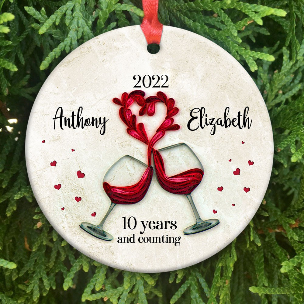 Personalized Anniversary Ornament, 10th Anniversary Ornament, Personalized Anniversary Gift