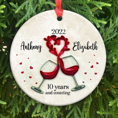 Personalized Anniversary Ornament, 10th Anniversary Ornament, Personalized Anniversary Gift