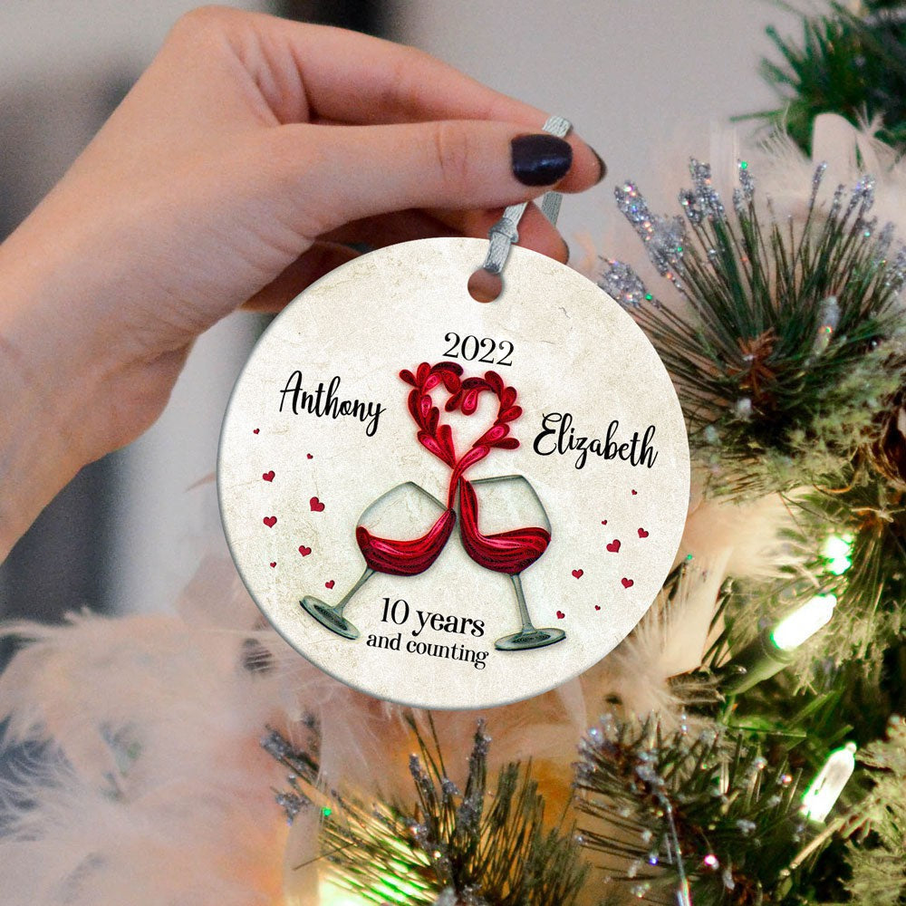 Personalized Anniversary Ornament, 10th Anniversary Ornament, Personalized Anniversary Gift