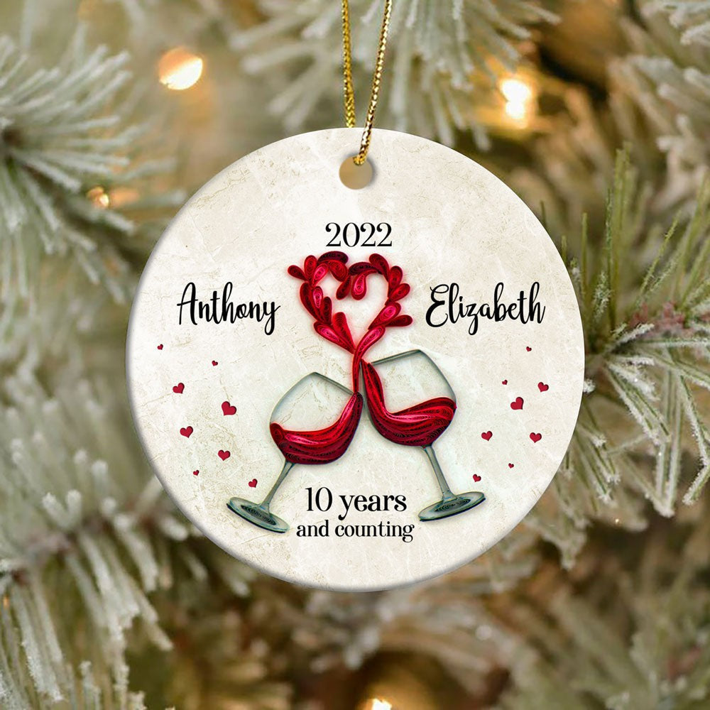 Personalized Anniversary Ornament, 10th Anniversary Ornament, Personalized Anniversary Gift