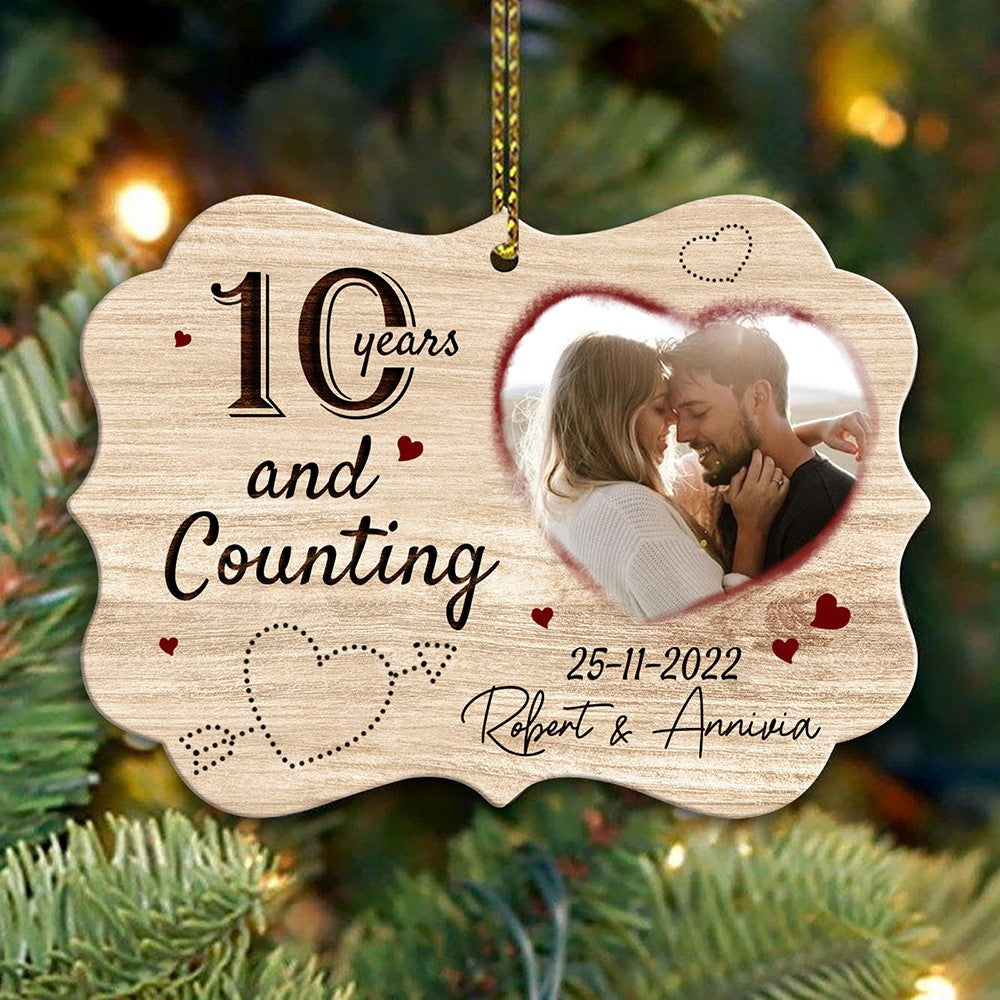 Personalized Anniversary Gift For Couple Ornament, Christmas Gift For Couple, Couples Christmas Ornament