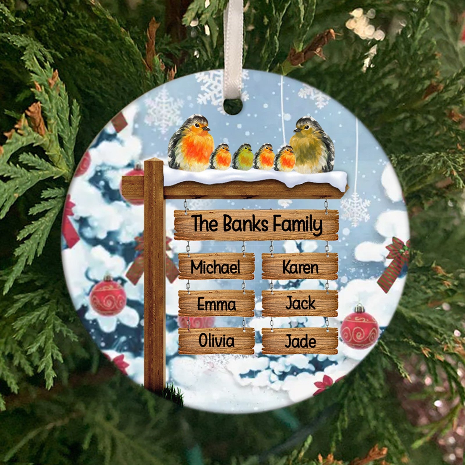 60581-Personalized Family Christmas Ornament, Custom Family Ornament, Family Name Ornament H0