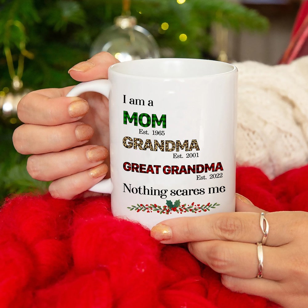 61676-Personalized I'm A Mom, Grandma And Great Grandma Mug, Christmas Gift For Grandma Mug, Great Grandma Gift H0