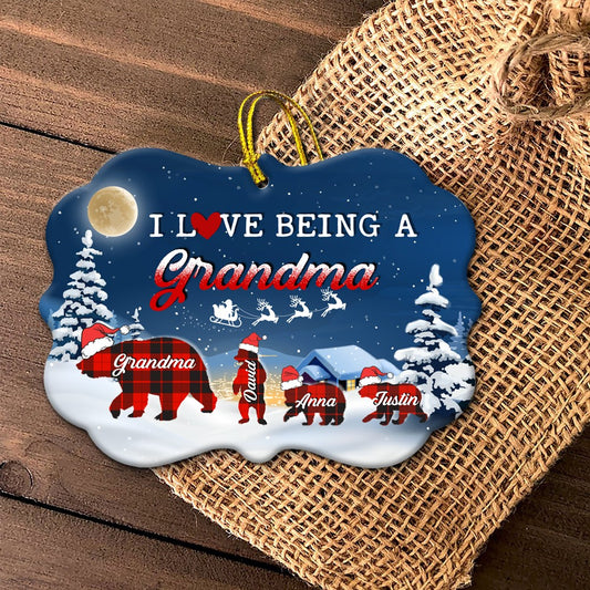 61958-Personalized Christmas Gift For Grandma Ornament, I Love Being A Grandma Ornament, Kids Name Ornament H0