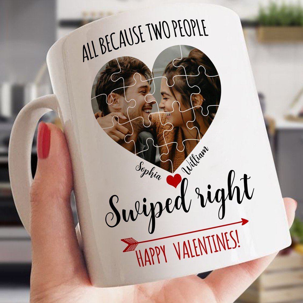 63127-Personalized Valentine's Day Gift For Boyfriend, Girlfriend, All Because Two People Swiped Right Mug H0