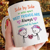 63130-Personalized Gift For Best Friends Mug, Side By Side Or Miles Apart, Best Friends Will Be Connected By Heart Mug H0
