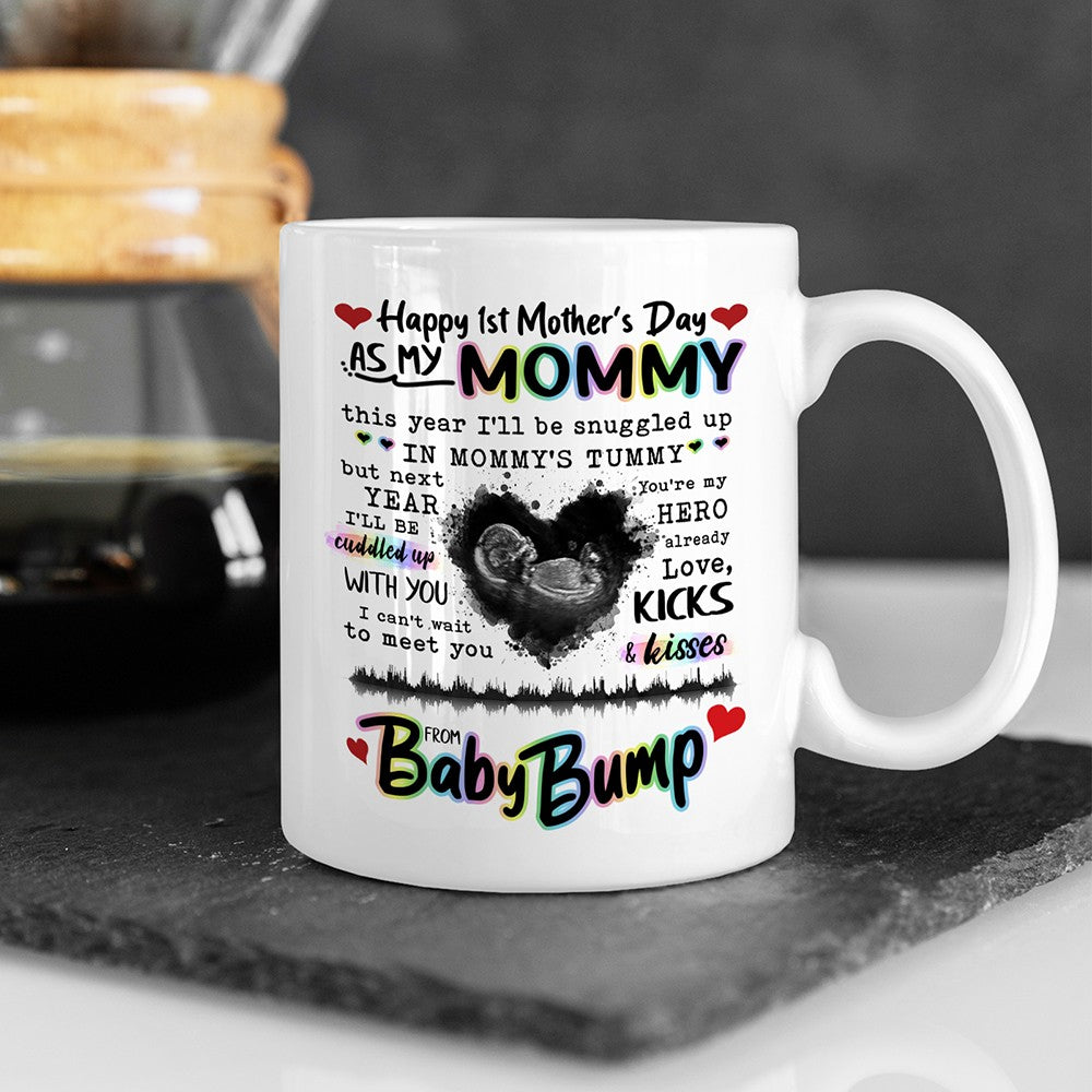 64120-Personalized Mother's Day Gifts For Mommy To Be Happy First Mothers Day Gift For Mom From The Bump Ultrasound Mug H0