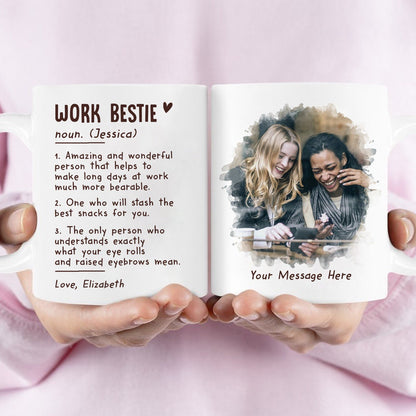 Personalized Work Bestie Definition Gift For Coworker Birthday Mug