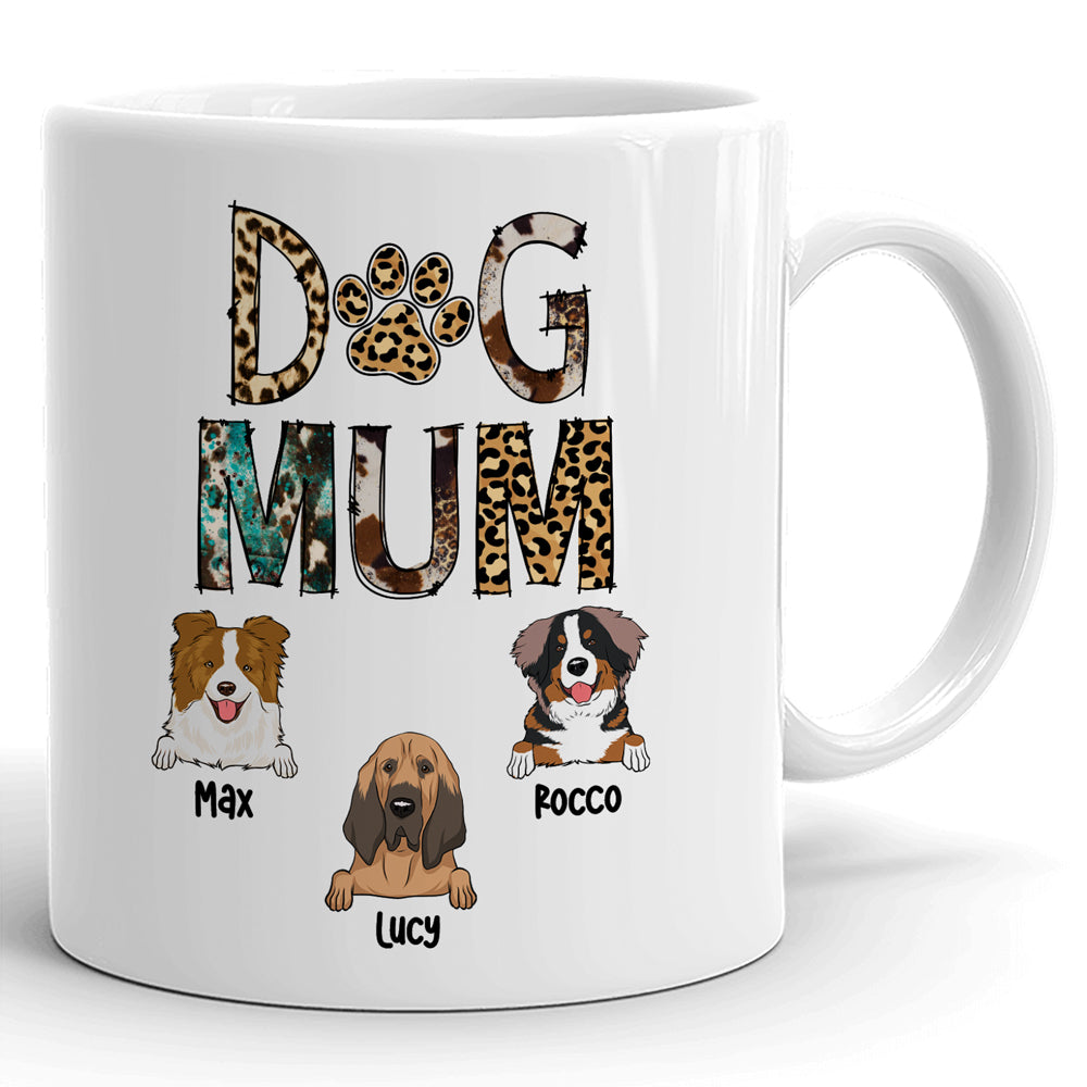 77433-Dog Mum Leopard Print Custom Dog Breed Funny Personalized Mug H3