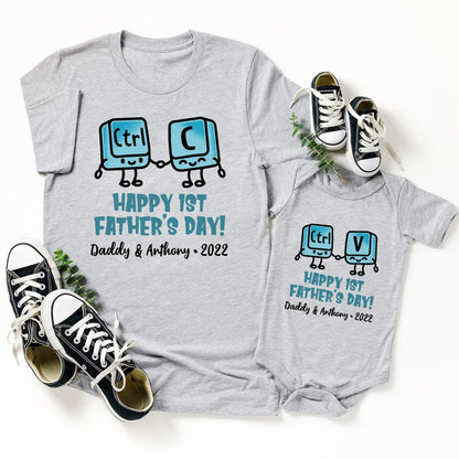 Happy 1st Fathers Day Copy Paste Matching Personalized Shirt & Onesies