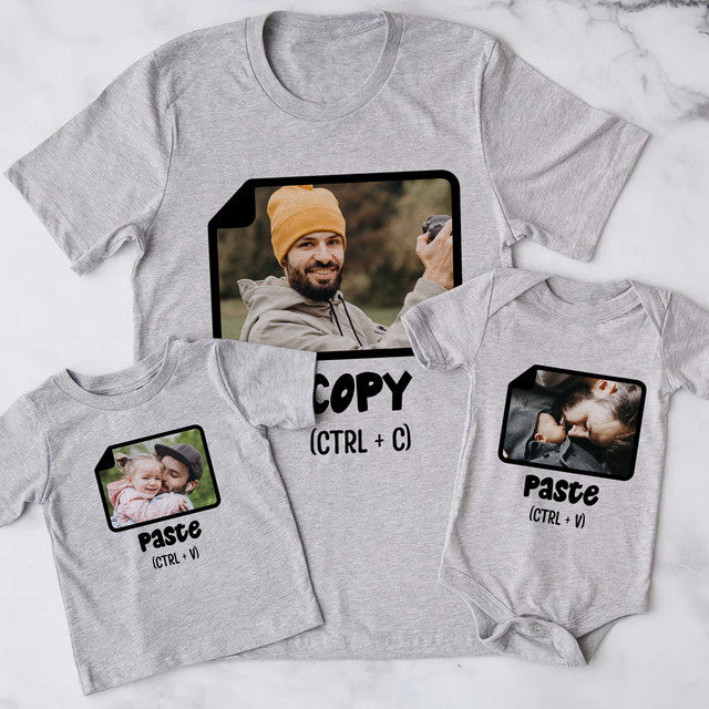 Daddy & Me Copy Paste First Time Dad Funny Personalized Shirt Onesies