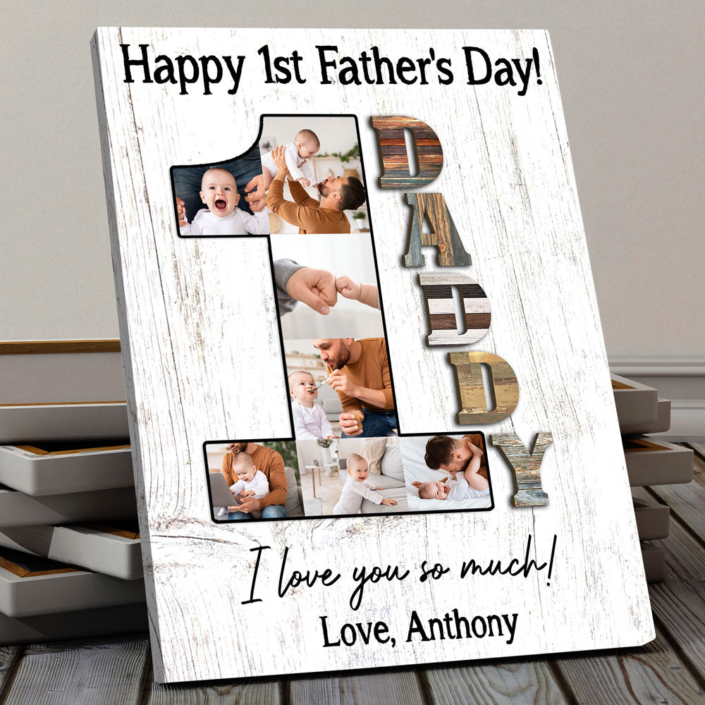 74033-First Time Dad New Dad 1st Father's Day Meaningful Personalized Canvas H3