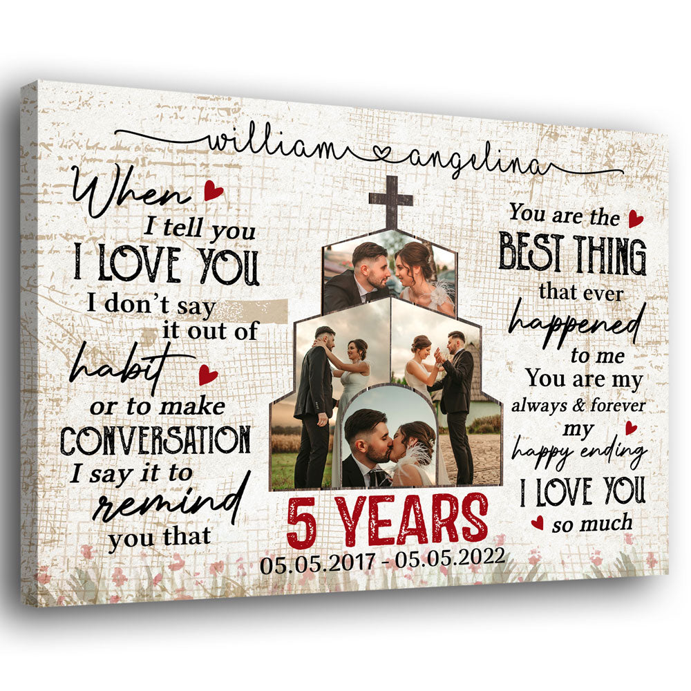 77302-Wedding Anniversary Couple Wife Husband I Love You Personalized Canvas H9