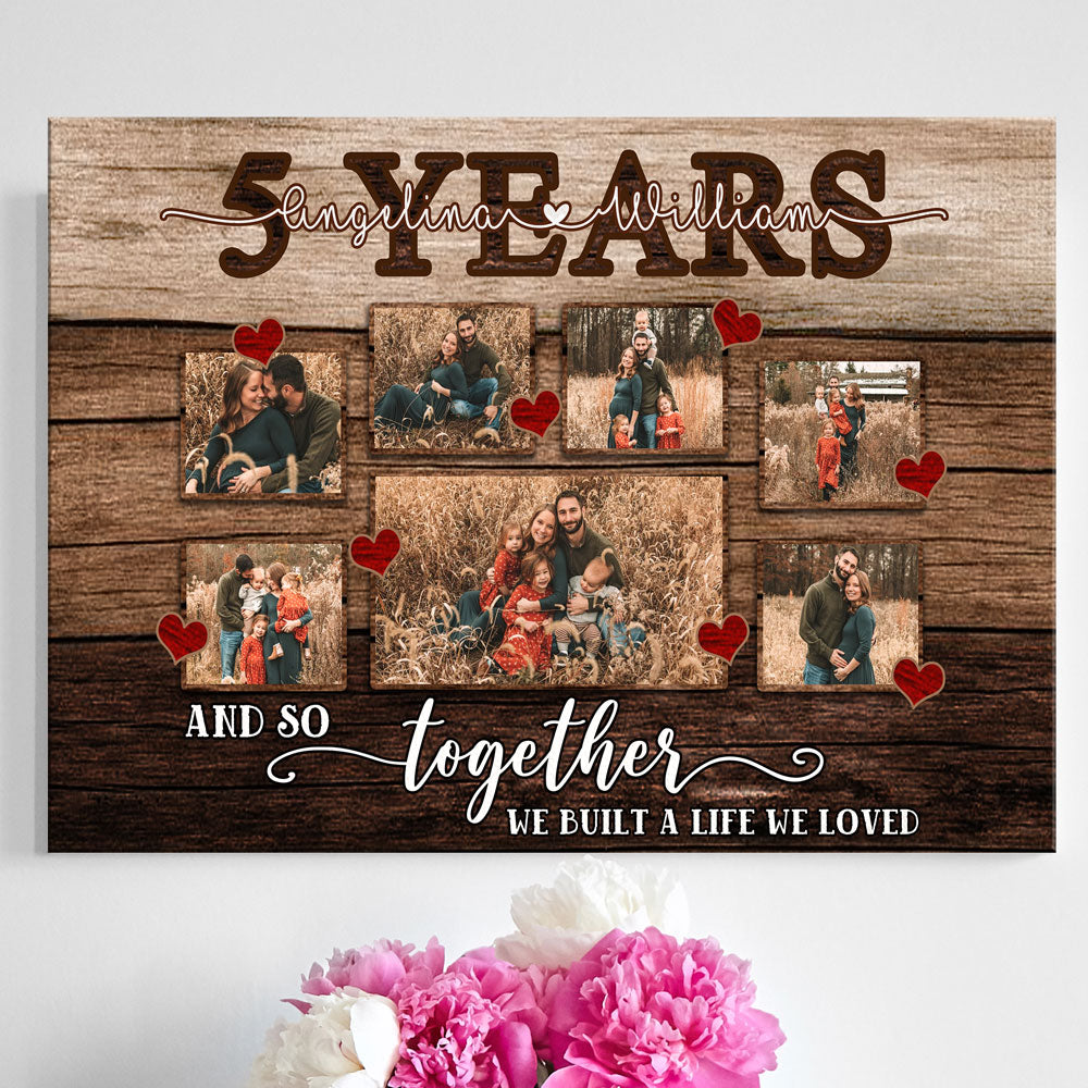 78396-5 Years 5th Anniversary Couple Love Wife Husband Personalized Canvas H0
