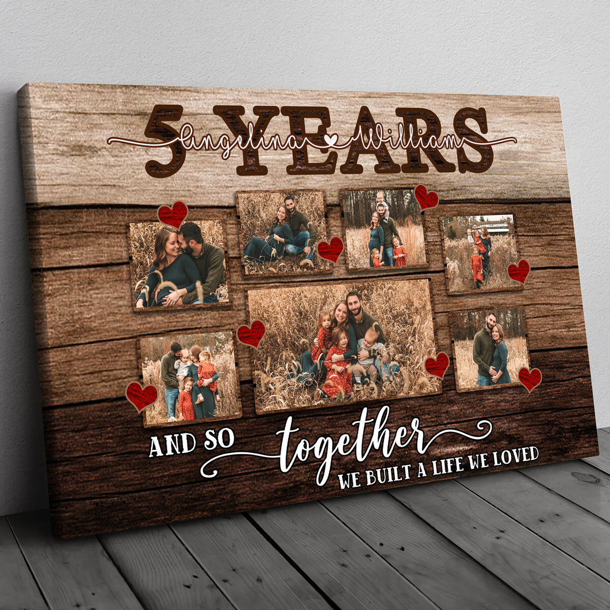 78410-5 Years 5th Anniversary Couple Love Wife Husband Personalized Canvas H4