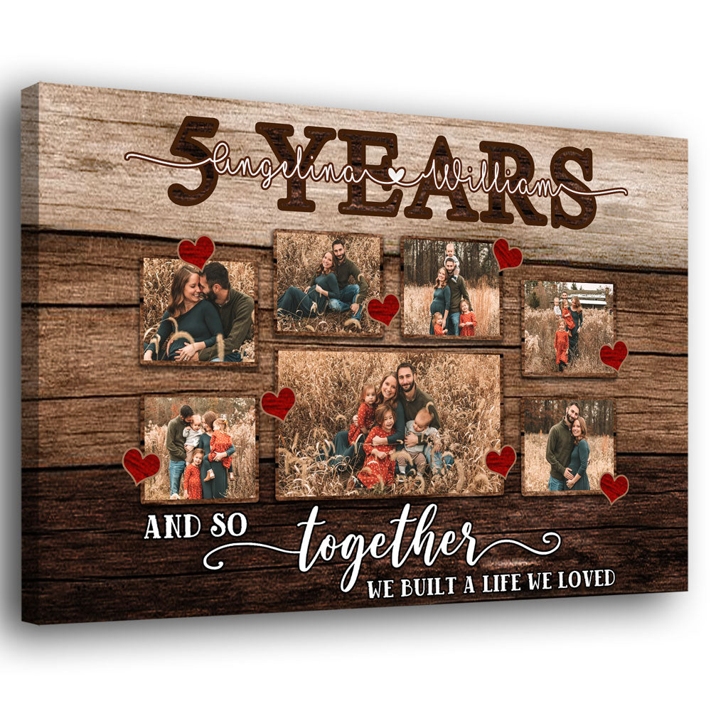 78393-5 Years 5th Anniversary Couple Love Wife Husband Personalized Canvas H3