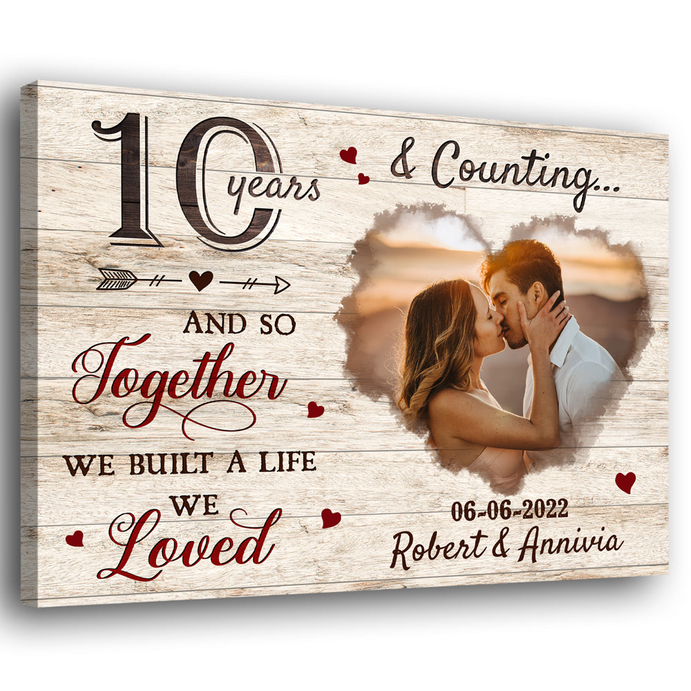 78234-10 Years Couple Anniversary 10th Wife Husband Personalized Canvas H3