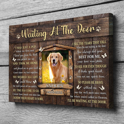 78538-Dog Memorial Pet I'll Be Waiting At The Door Personalized Canvas H0