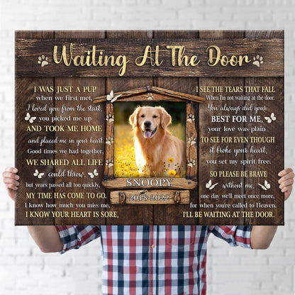 78544-Dog Memorial Pet I'll Be Waiting At The Door Personalized Canvas H3