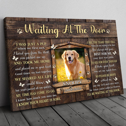 78541-Dog Memorial Pet I'll Be Waiting At The Door Personalized Canvas H2