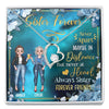 Sister Forever 2 Chibi Girls Best Friends Personalized Necklace With Message Card