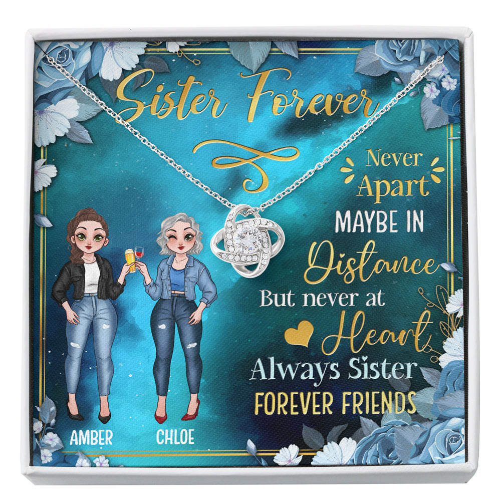 Sister Forever 2 Chibi Girls Best Friends Personalized Necklace With Message Card
