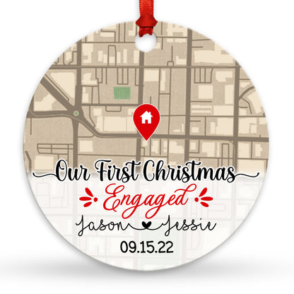 Wedding Anniversary Map Personalized First Christmas Married Ornament