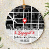 Wedding Anniversary Map Personalized First Christmas Married Ornament