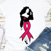 Girl Ribbon Gift for Breast Cancer Awareness Support Tshirt