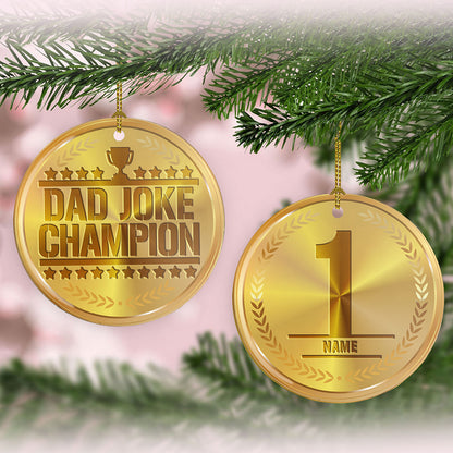 56813-Dad Joke Champion Medal Ornament Funny Christmas Gift For Dad H0