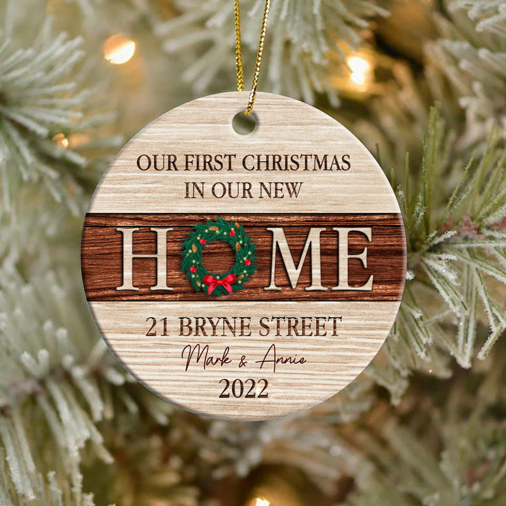 Personalized First Christmas New Home Family Ornament House Warming Gift