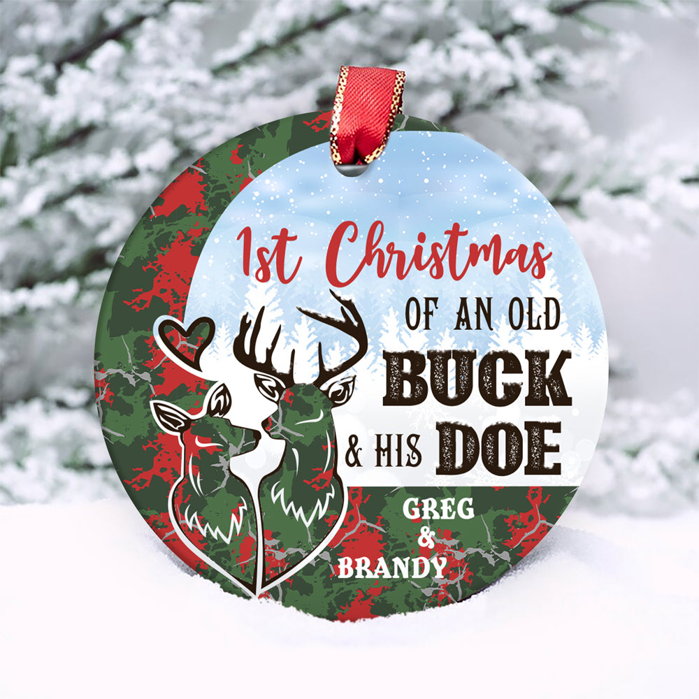 57348-Personalized Christmas Of An Old Buck And His Deer Ornament Christmas Gift H0