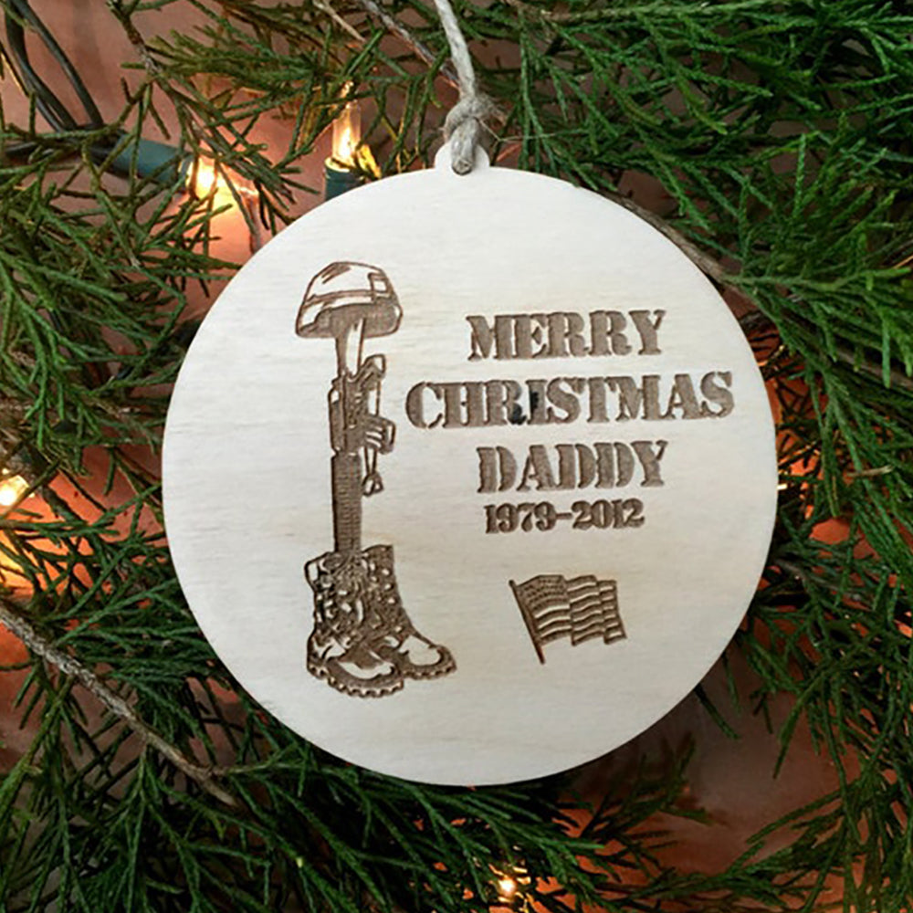 57958-Personalized Merry Christmas Dad Soldier Memorial Ornament H0