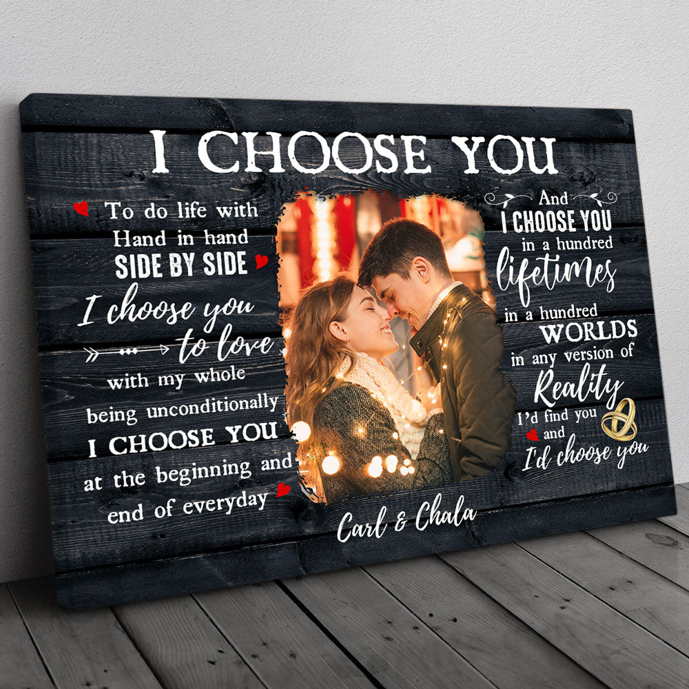 63680-Personalized I Choose You Black Canvas Gift For Her For Him H0